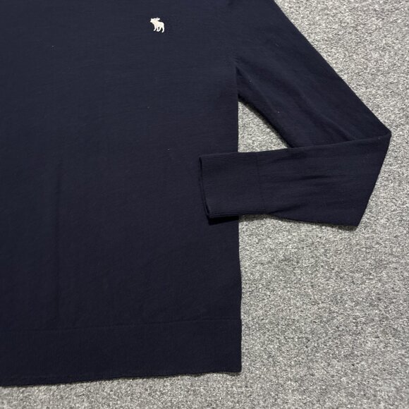 Abercrombie Fitch Sweater Size Small Navy Blue Wool Long Sleeve V-Neck Preppy - Picture 4 of 13